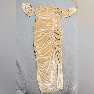 Etro Velvet Maxi Dress in Champagne Beige